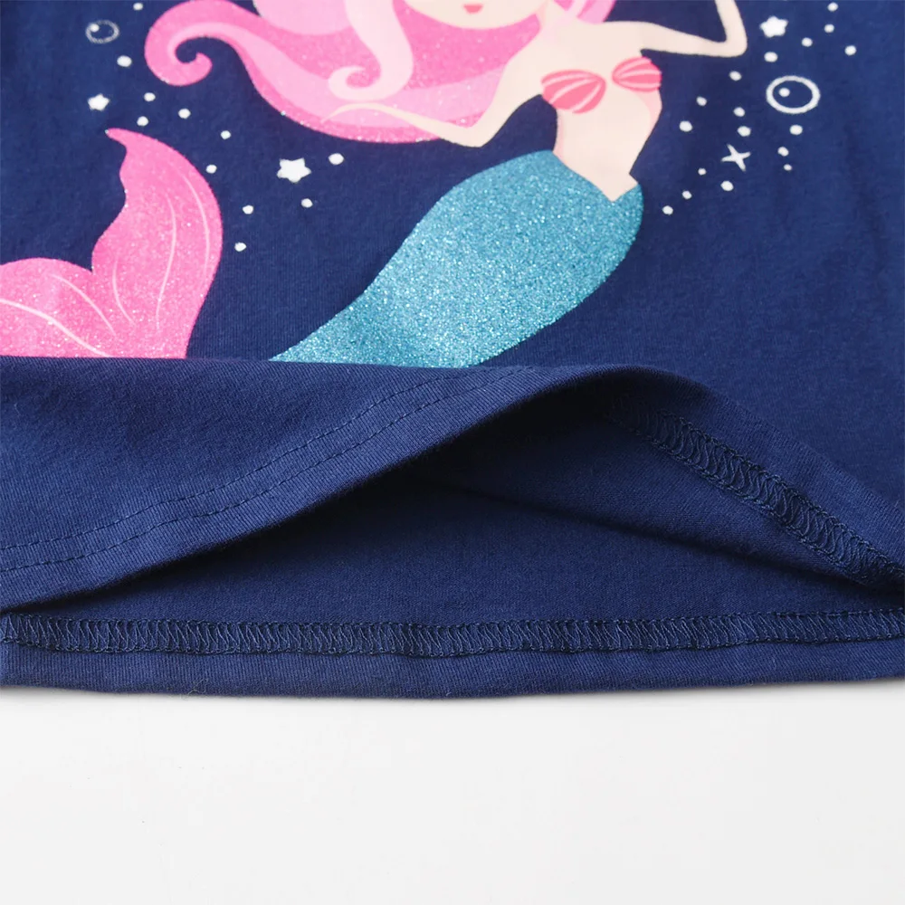 VIKITA Mädchen Langarm Baumwolle Casual Tops und T-Shirts Kleinkinder Meerjungfrau Cartoon Print Marineblau Frühling Herbst Täglich Niedliche Kleidung – Detail 5