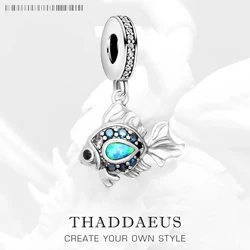 Blue Maritime Fish Charm Pendant 2023 Spring 925 Sterling Silver Trendy Lucky Gift For Women Jewelry