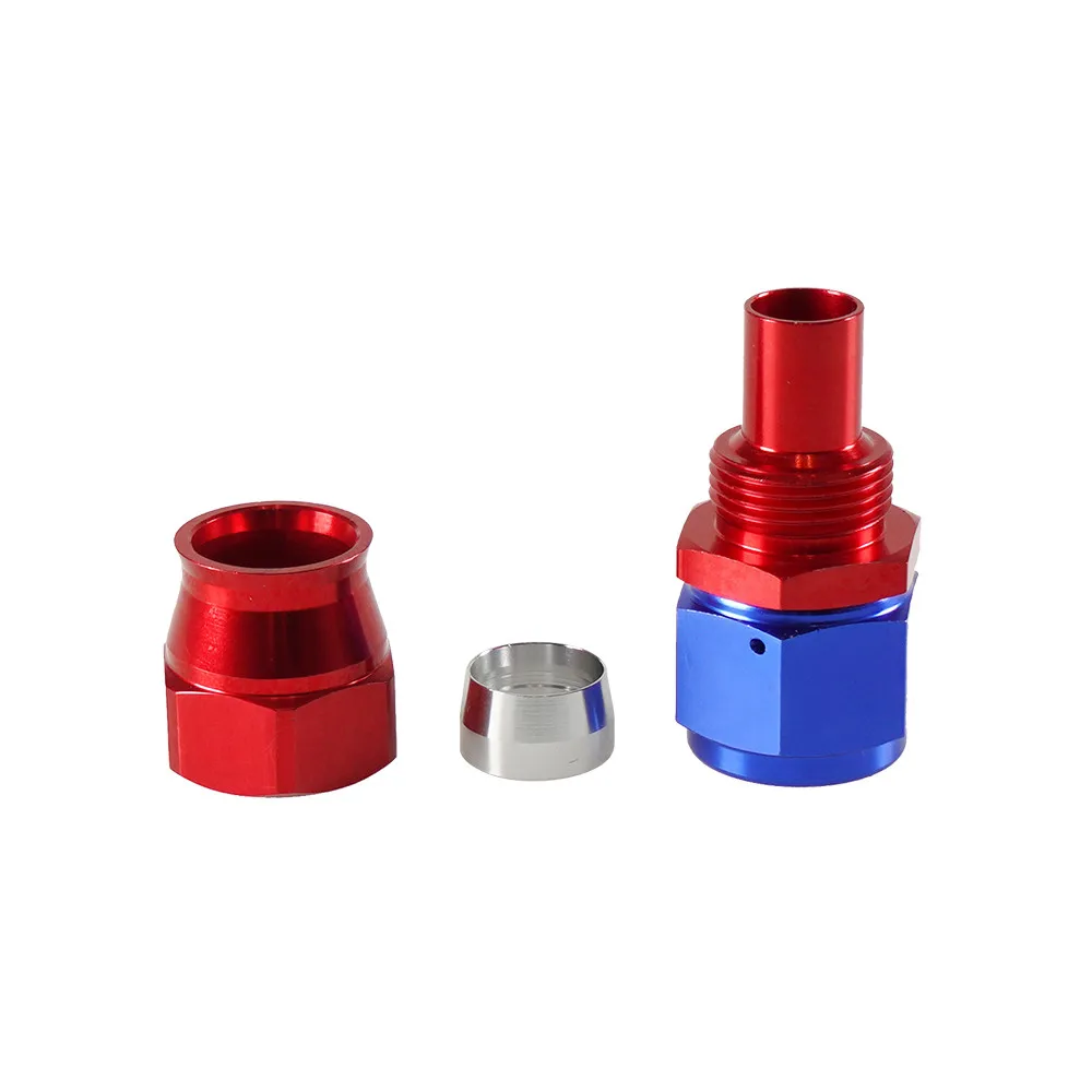 AN4/6/8/10/12 Straight 0°/45°/90°/120°/180° Degree PTFE Oil Fuel Swivel Hose End Fitting Oil Hose End Adaptor Kit Red Blue