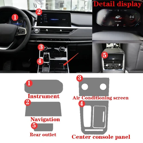 Imagen 2 del producto 2018-2021 Chery Tiggo 8 pantalla de control medio Panel de instrumentos pantalla de navegación TPU película protectora Interior de reparación antiarañazos