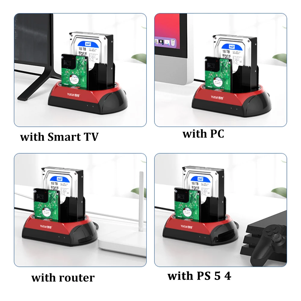 USB do 2.5/3.5 "SATA IDE dysk twardy HDD SSD czytnik stacja dokująca podwójne wnęki zewnętrzna obudowa dysku obudowa hd externo — zdjęcie produktu 5