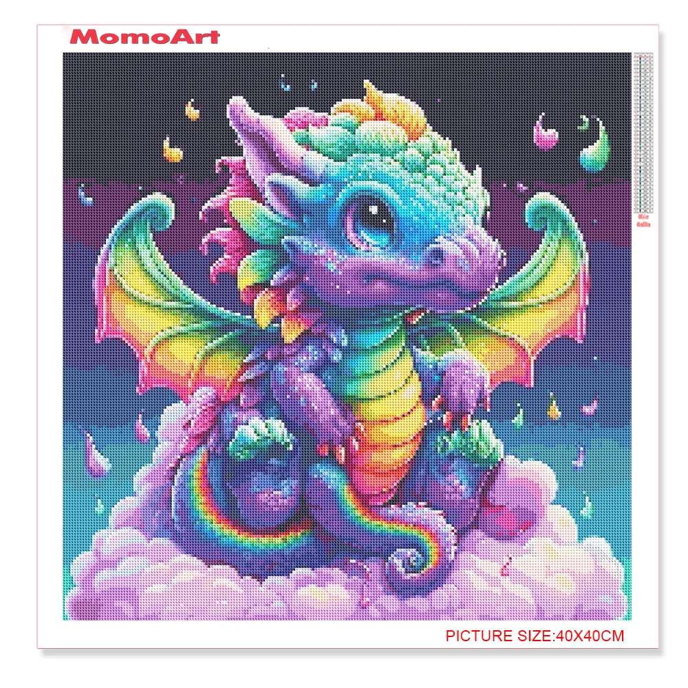 MomoArt Dragon Diamond Mosaic Cartoon Animal New Arrival Embroidery Colorful Dinosaur Diamond Painting Handmade Gift