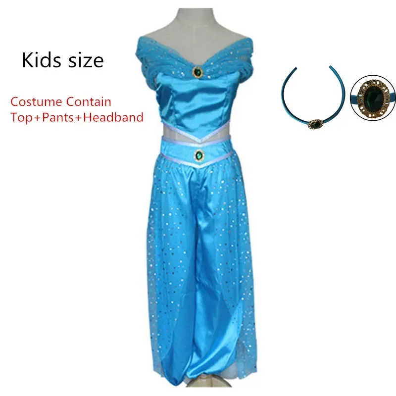 SN66 ผู้ชาย Aladdin เครื่องแต่งกายจัสมินเครื่องแต่งกาย Aladdin และ Magic Lamp Princess 2 ชิ้นชุดด้านบนและกางเกงผู้ใหญ่ Aladdin Costu2 @ w $