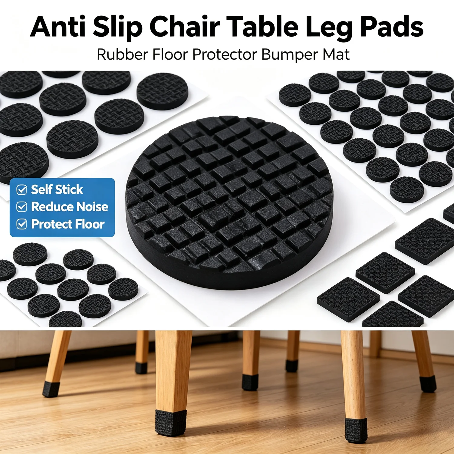 Self Adhesive Rubber Chair Table Leg Pads Anti Slip Furniture Feet Protector Floor Damper Bumper Anti-Scratch Protective Mat