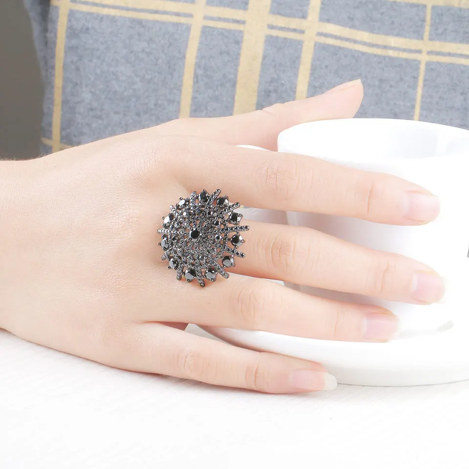 Black Spnial Set 925 Sterling Silver Jewelry Set for Women