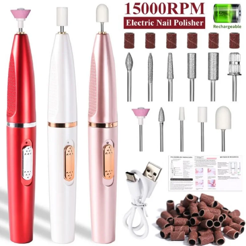 

Electric Nail Polisher Drill Bits Professional Nails Grinding Polishing Dead Skin Removal Art Sanding File Pen Manicure Machine