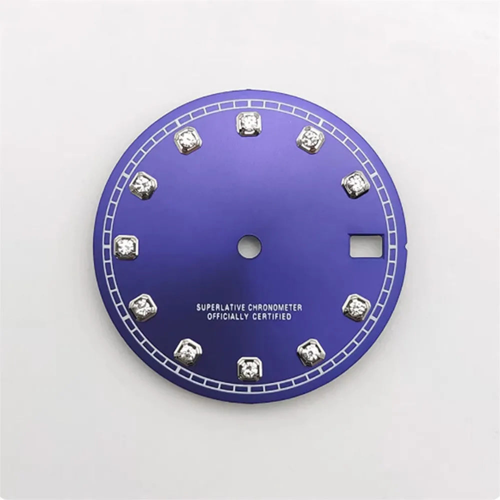 Fashion Rhinestone Artificial Diamond Watch Dial, for NH35/NH36/4R/7S Movement, 28.5mm Dial NH35 Single Calendar Watch Face