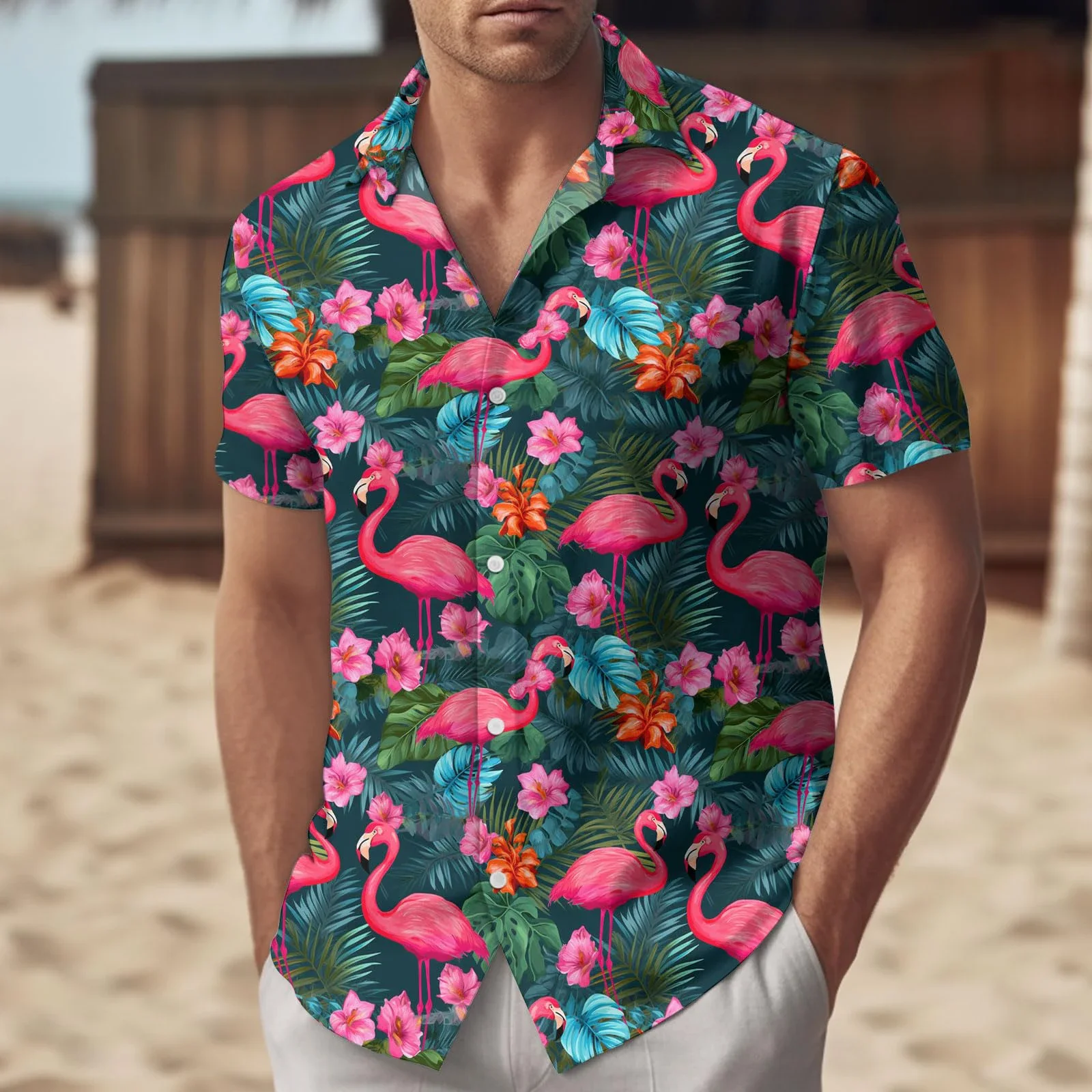 

Flamingo Men's Shirts Hawaiian Shirt 3d Printed Funny Animal Shirts For Men Clothing Oversized Vacation Casual Y2k Tops Lapel