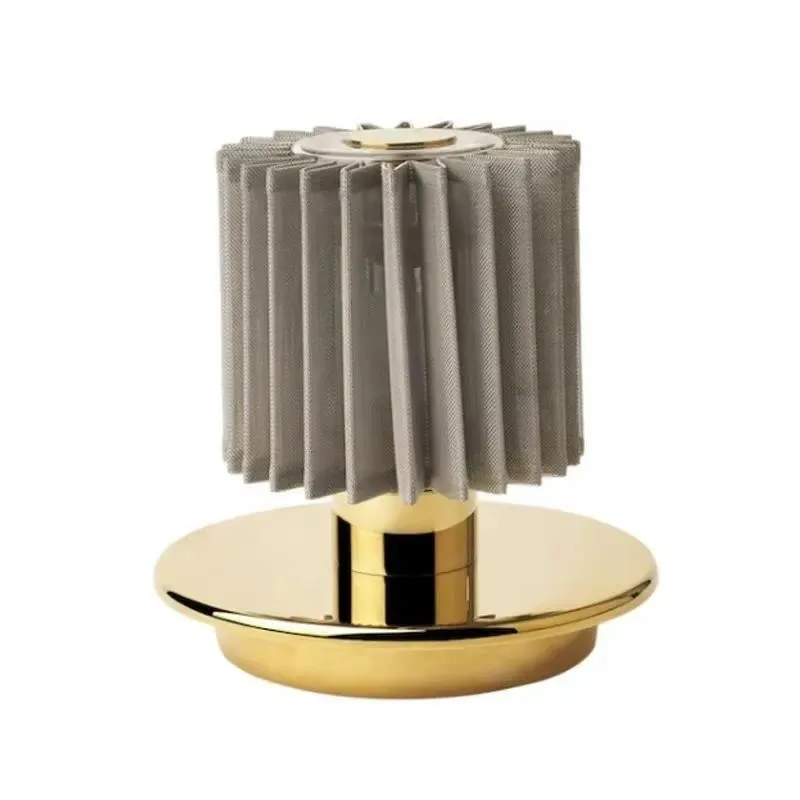 Wireless Rechargeable Desk Lamp Touch Control Fabric Shade Ambient Night Light for Restaurant Bar Hotel