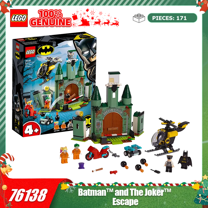 Lego bouwstenen 76138 Batman: The Joker Escape jongens en meisjes bouwen en monteren blokken kinderspeelgoedcadeaus
