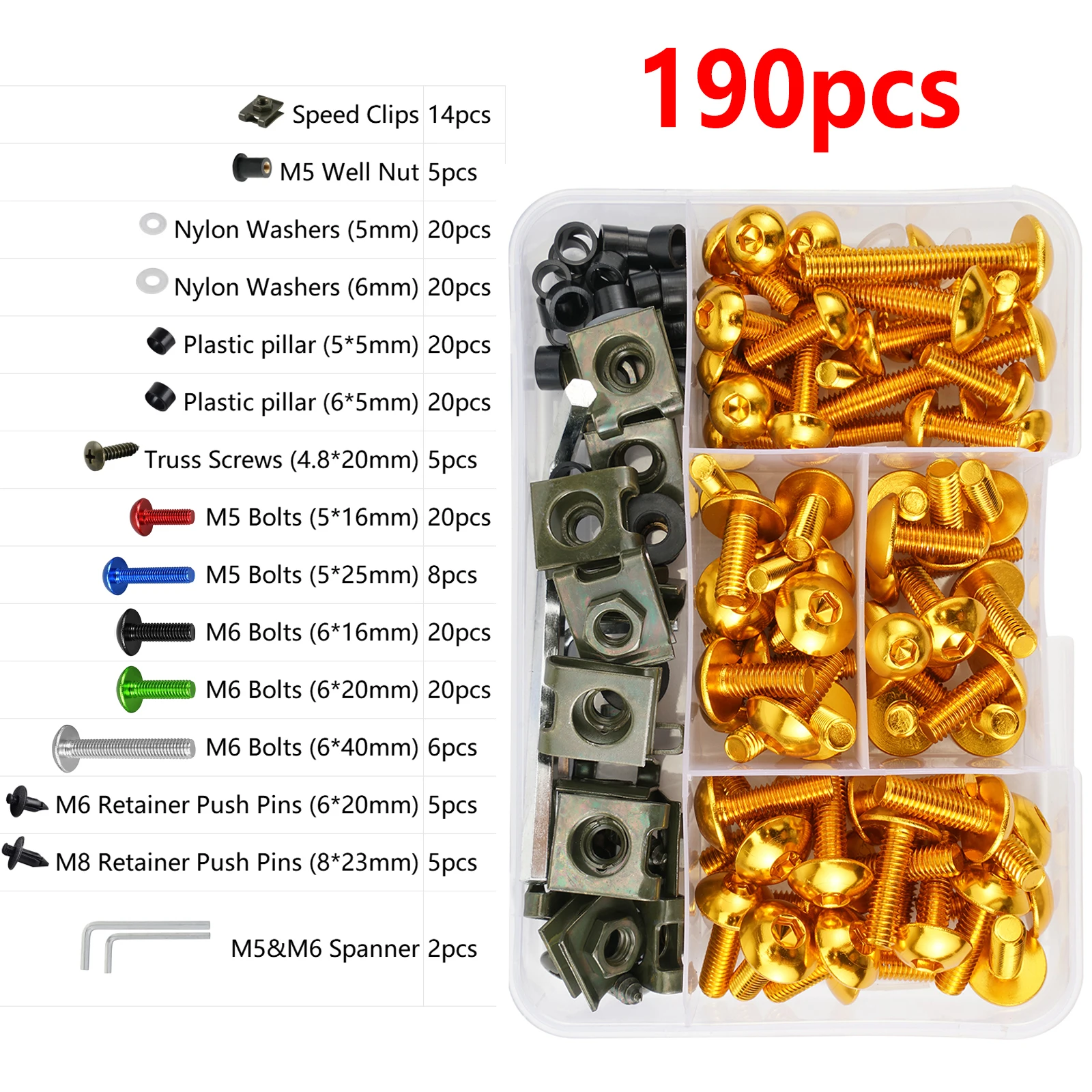 M5 M6 Motorcycle Fairing Bolt Kit for Suzuki TL1000R/S Honda CBR600F4i CBR900RR Ducati ST2 748 916 998 999 996 Monoposto Biposto