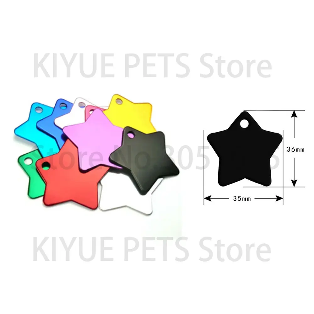 KIYUE 180 MixColors 9 Shape Pet ID Tag Custom Personalized Name ID Engraved Round Bone Paw Identification Plate Charm