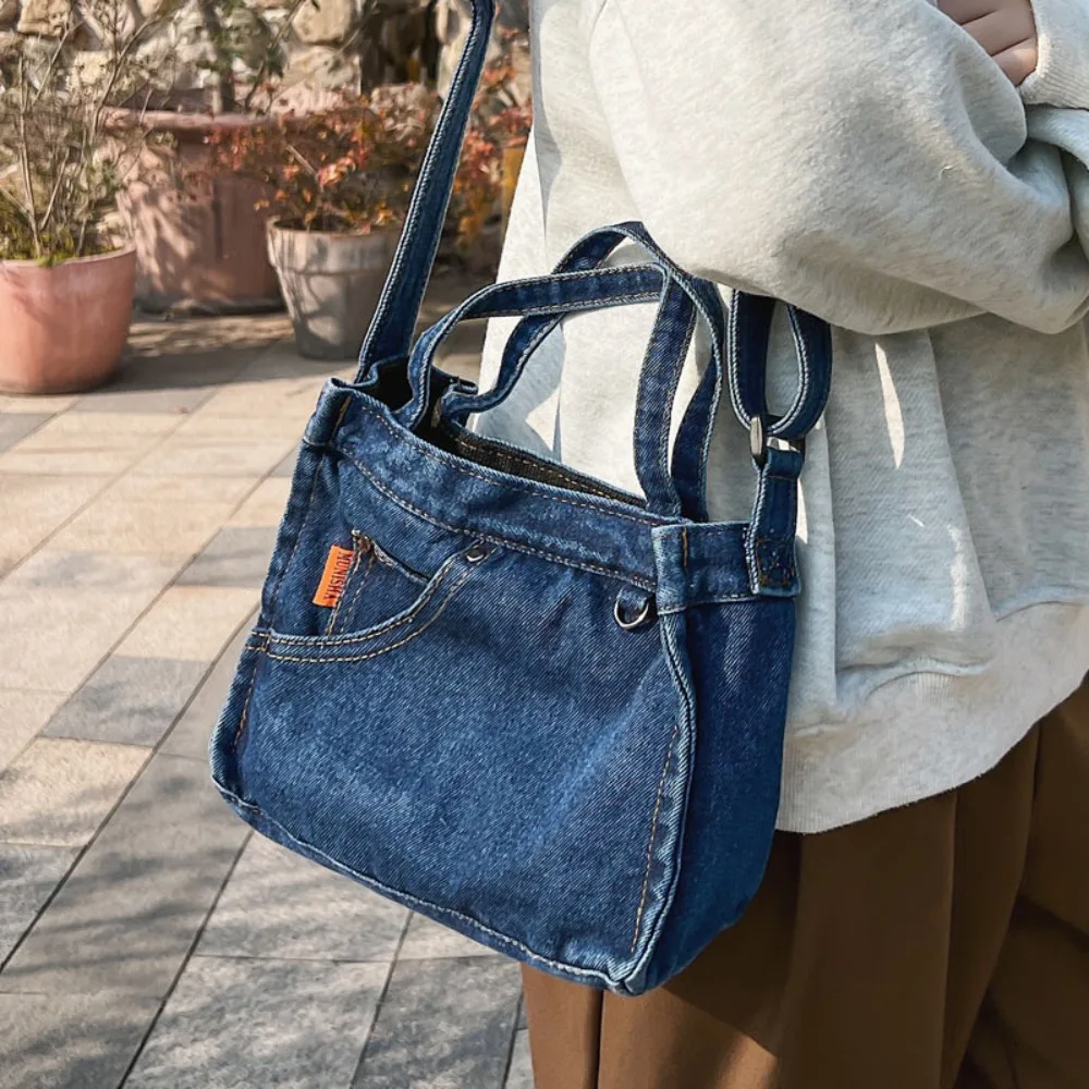 High Quality Denim Cloth Women Little Shoulder Bag Girl Small Casual Handbag Totes Lady Designer Travel Shopping Purse