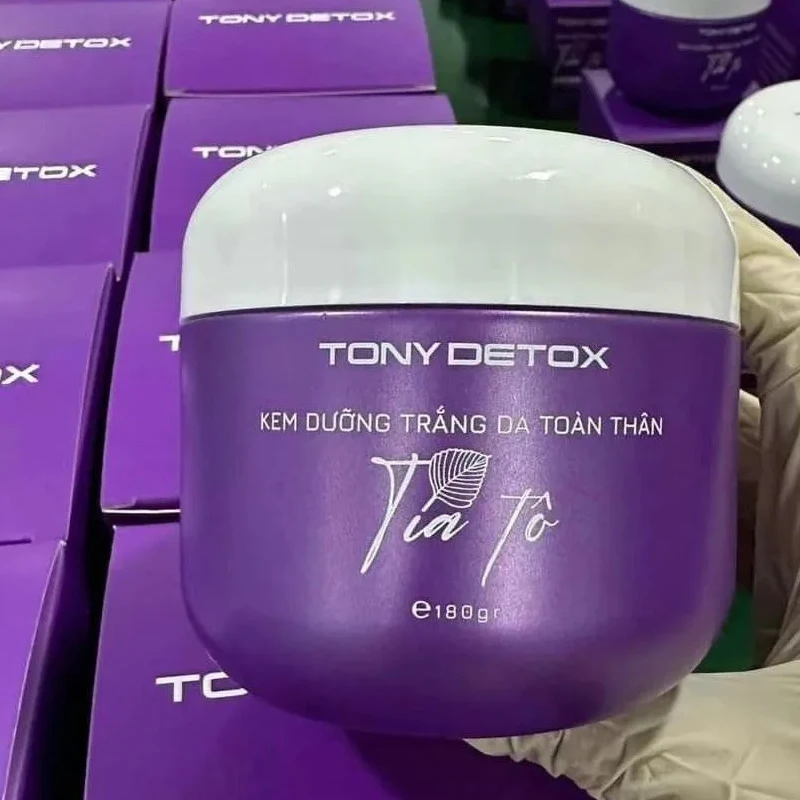 Kem Body Tía Tô Tony Detox Dưỡng Trắng Da Toàn Thân Chống Nắng, Dòng Dưỡng Trắng Da Cao Cấp Chính Hãng 180g Bottle Bright White