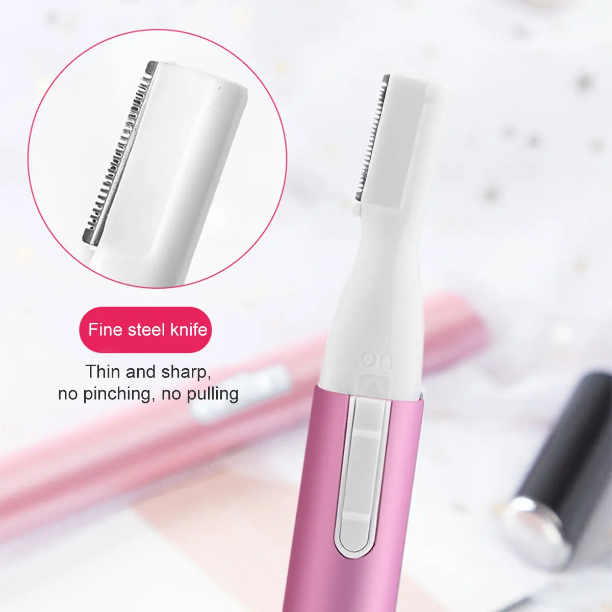 Aparador de sobrancelha portátil modelador de sobrancelha elétrico indolor para mulheres homens removedor de pêlos faciais alimentado por bateria com pente