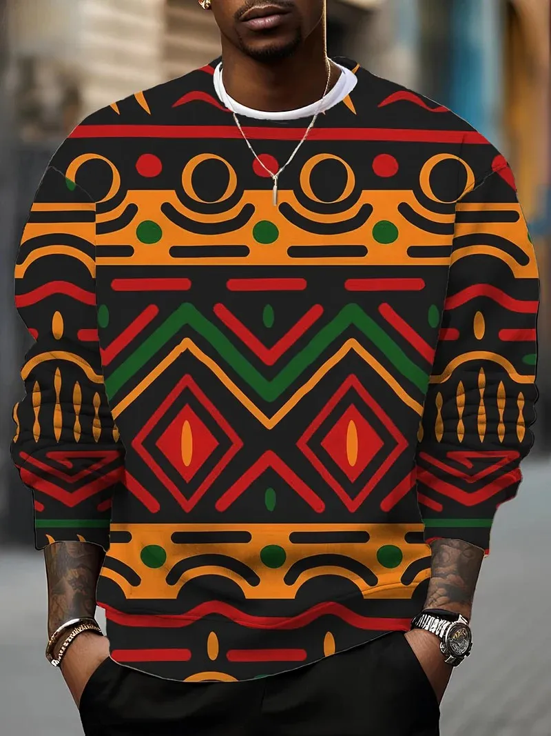

Negro Day Men's African Style Graphic Sweatshirts Long Sleeve Sweatshirt O-Neck 3D Prined Casual Sweatshirt For Men Streetwear