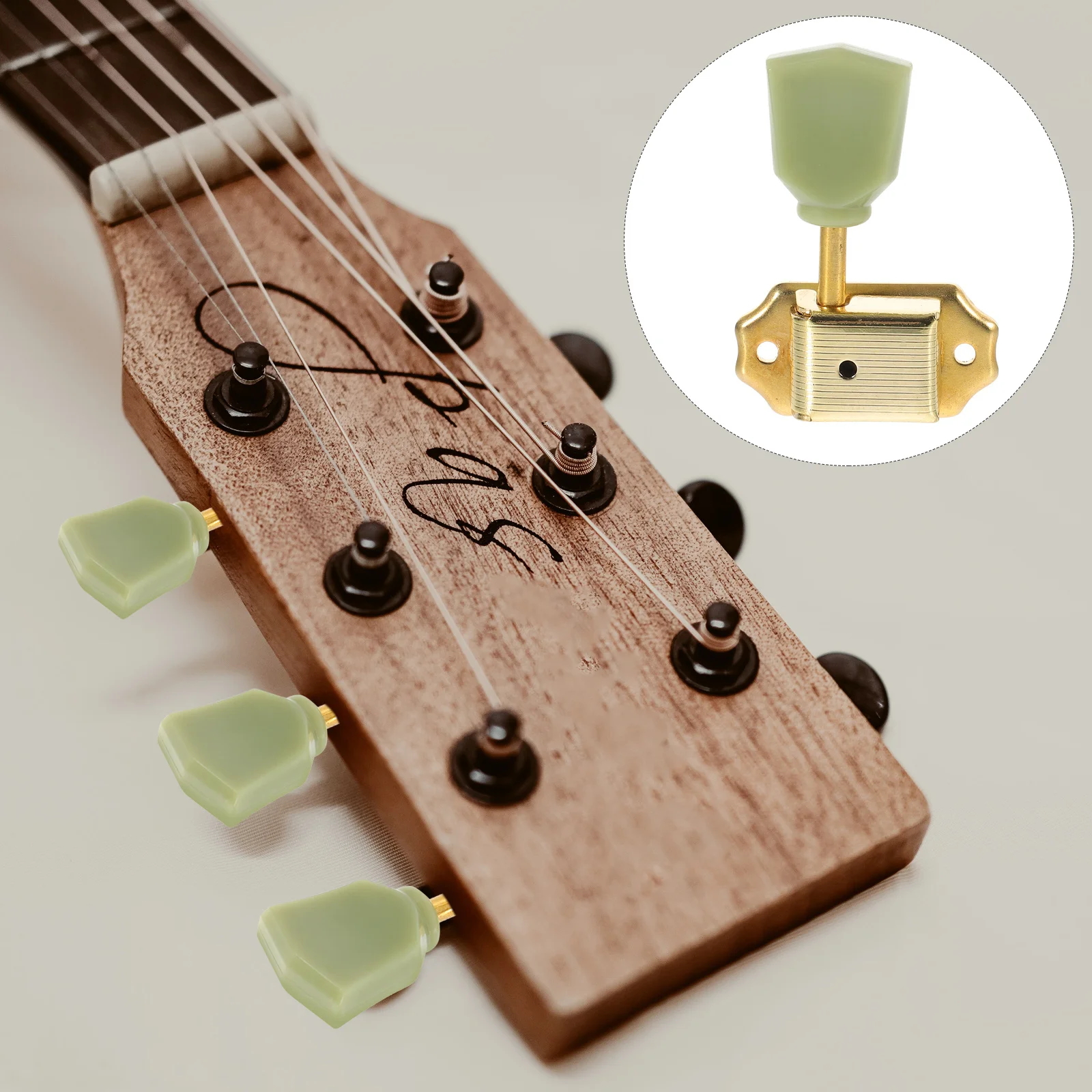 

6Pcs Guitar Tuning Machines Vintage Style Jade Knobs Compatible with Electric Acoustic Guitar Tuner Pegs Replacement Accessories