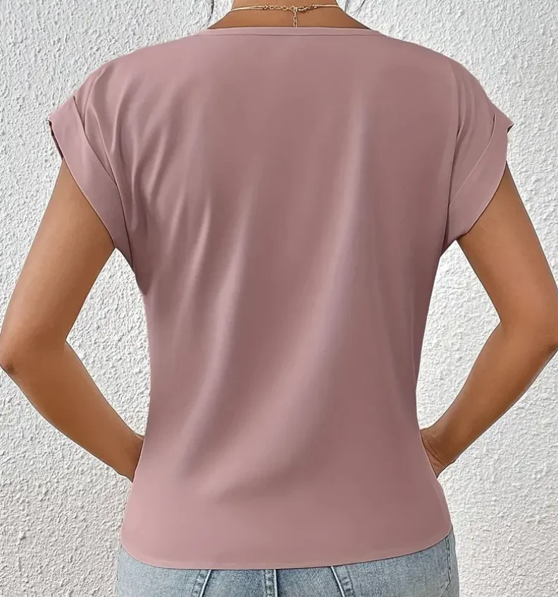 Camisetas Tees Kleidung Schwarz Weiß V-Ausschnitt Damen T-Shirt Neues Sommer Einzigartiges Kurzarm-T-Shirt Damen Tops Damenbekleidung Q5593 – Detail 7