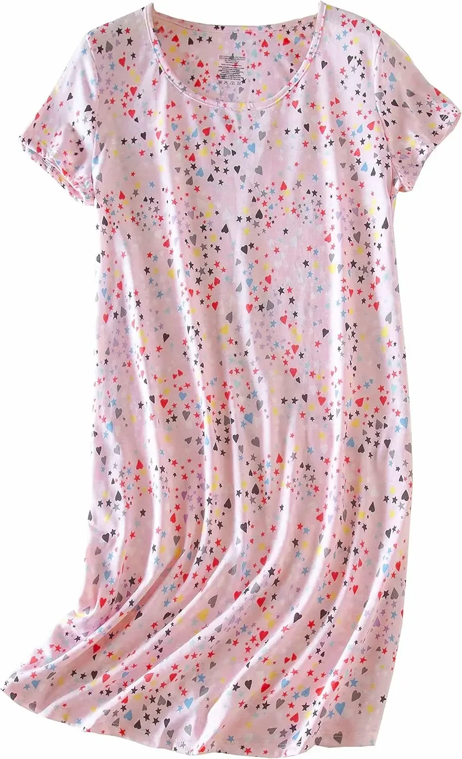 Chemise de nuit en coton pour femmes, vêtements de nuit, manches courtes, décontractée, imprimée, ample, confortable, pyjama