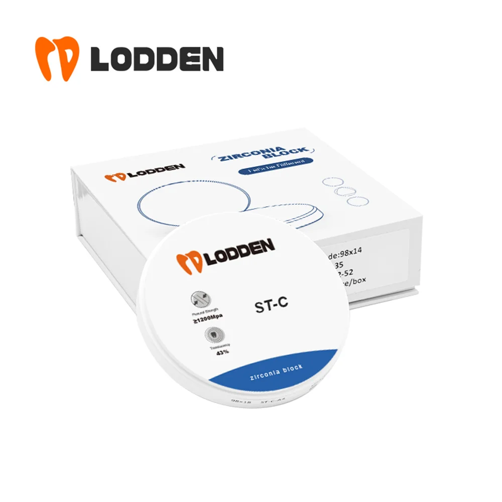 

Lodden Dental White Zirconia Block ST-C 98mm Lab Materials Multilayer A1 A2 A3 A3.5 Coping Long Bridge For Open System CAD CAM