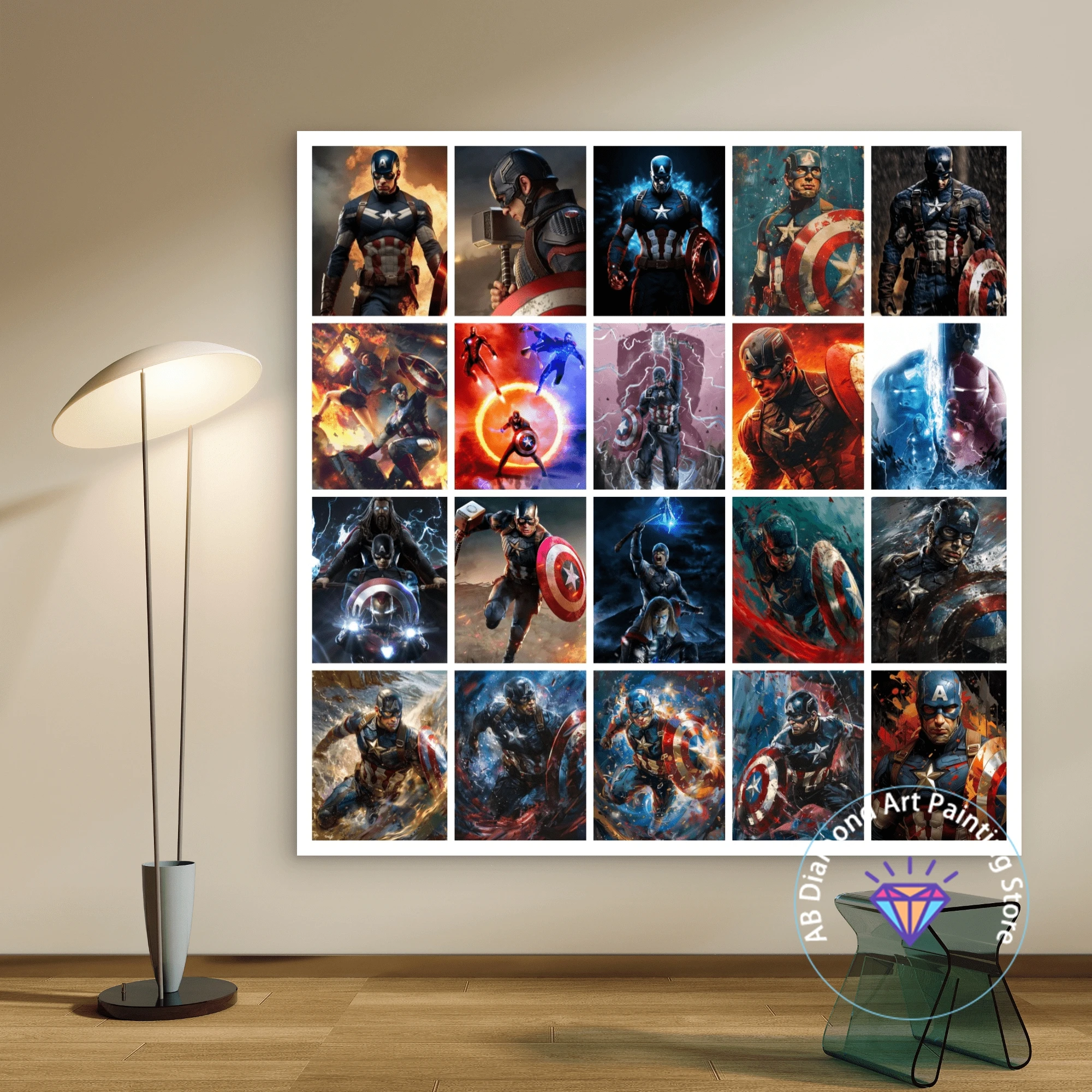

Captain America Marvel Universe AB Diamond Painting Kit 5D DIY Diamond Embroidery Cross Stitch Handmade Gift Crafts Home Decor