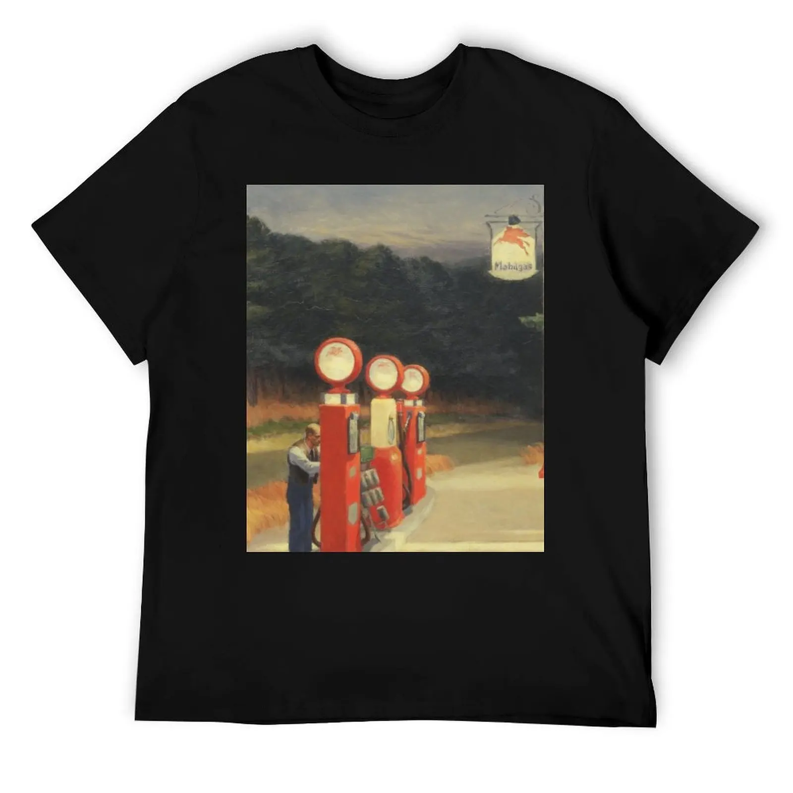 

1940s Gas Pump - Edward Hopper T-Shirt essential t shirt cotton t shirts man 100% men t shirt cotton 100% T-Shirt