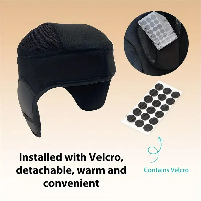 قبعة دافئة من القطيفة بطانات خوذة للرجال والنساء، قبعة رأس حرارية مقاومة للرياح، حماية الأذن في الشتاء، قبعة ركوب الدراجات في الهواء الطلق #4