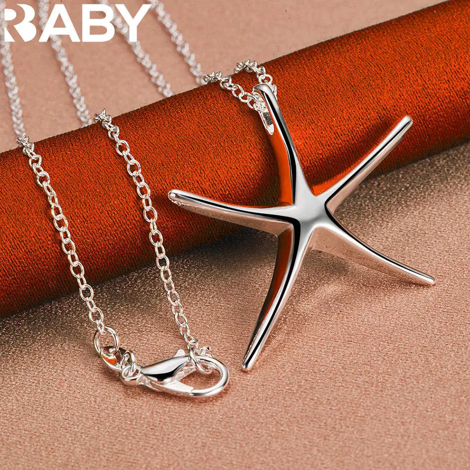 URBABY 40-75cm 925 Sterling Silver Star Pendant Necklace For Women Men Creativity Gifts Street All-match Party And Daily Wear