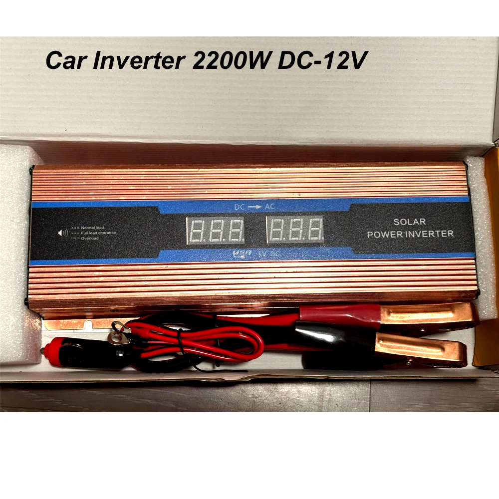 Car Inverter 2200W DC-12V AC 220V Automobiles Power Car Charger Converter 12 Volts to 220 Volts USB 5V 1A 50Hz