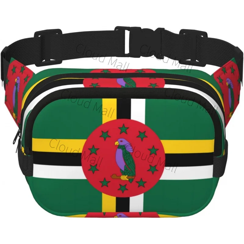 

Flag of the Commonwealth of Dominica Square Double-Layer Waist Bag with Adjustable Strap for Outdoor Activities