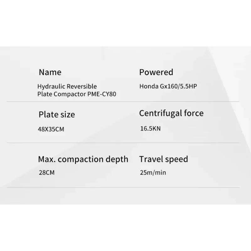 

2026 PME- CY80 16.5KN Portable Hand Garden Concrete Hydraulic Reversible Soil Compacting Machine