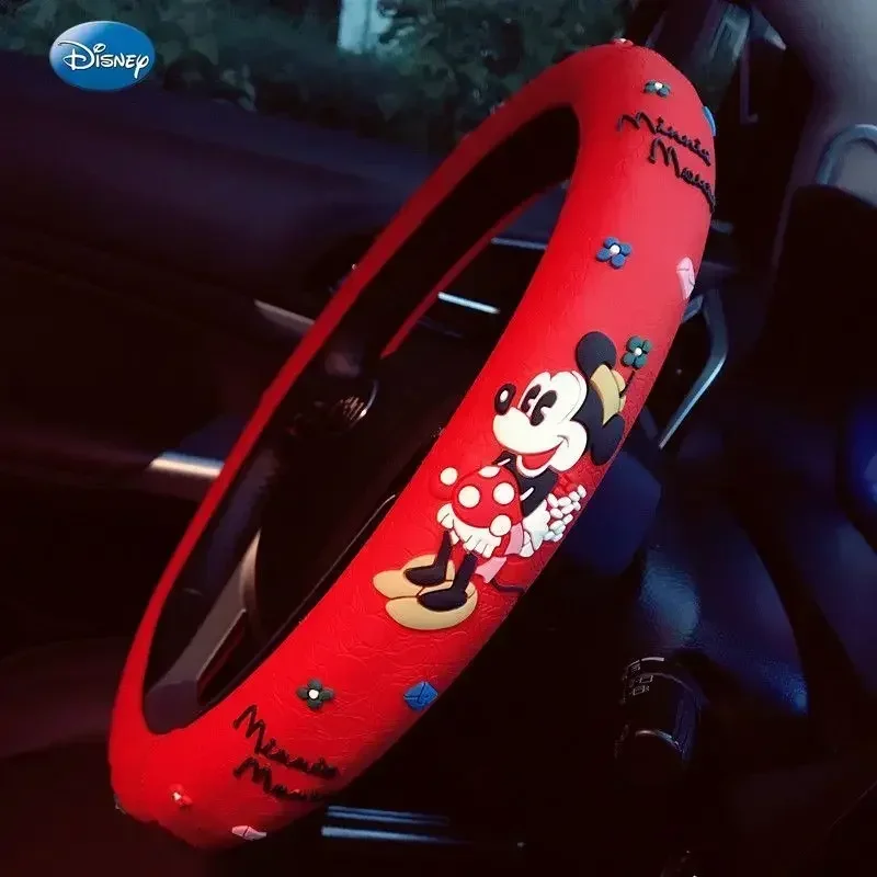 Disney Fashion boy girl Mickey Minnie Cartoon Four Seasons Universal Car Steering Wheel Cover Car Interior Handlebar Cover