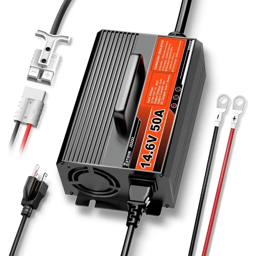 

Зарядное устройство для литиевой батареи LiFePO4, 14,6 В, 50 А, Зарядное устройство для литиевой батареи 12 В, быстрая зарядка 50 А с разъемом Anderson AC-DC для De