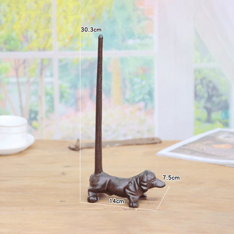 Rustic Cast Iron Dog Paper Towel Holder Metal Dachshund TP Roll Toilet Tissue Holder Paper Towel Rack Dog Kitchen Bathroom Decor