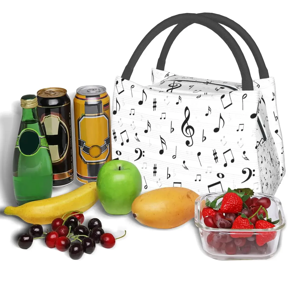 Musical Music Notes Lunch Bags Accessories Waterproof Insulated Oxford Cooler Thermal Food Picnic Lunch Box Female