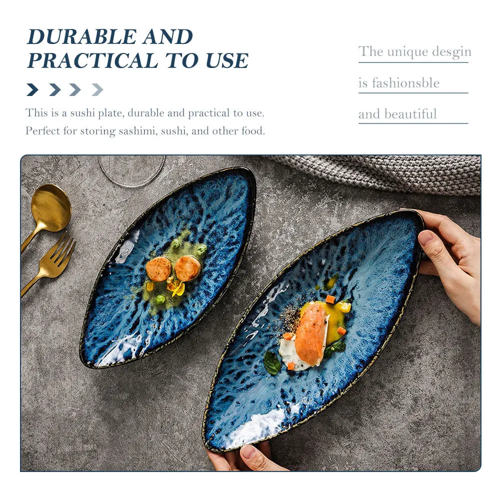 

Ceramic Salmon Sushi Plate Premium Quality Multi-Use Sashimi Dish Decorative Food Tray for Sushi Store Dining Japanese Plates