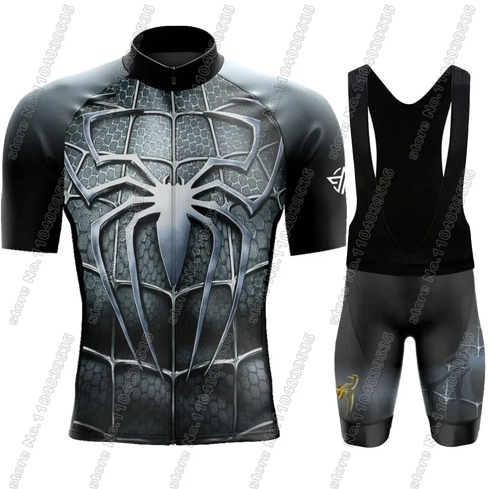 Grey Spiderful cycling Jersey 2024 Set Short Sleeve Clothing Kits Men Red Road Bike Shirt Suit Bicycle Bib Shorts MTB Maillot