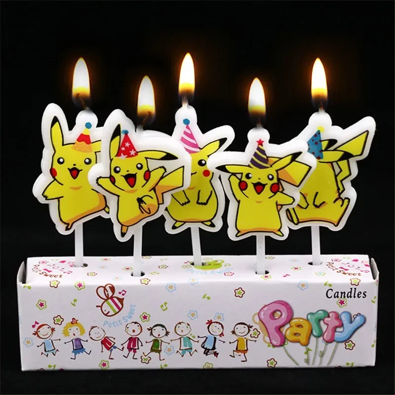 5 teile/los Pokemon Geburtstags torte Kerze Kinder Cartoon Pikachu Anime Puppe Party Dekoration Kinder Kuchen Paraffin Figur Kerze