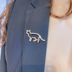 New Fashion Minimalism Cat Design Metal Brooch Hollow Out Cute Animal Badge Pin Best Friend Gift Jewelry Accessories