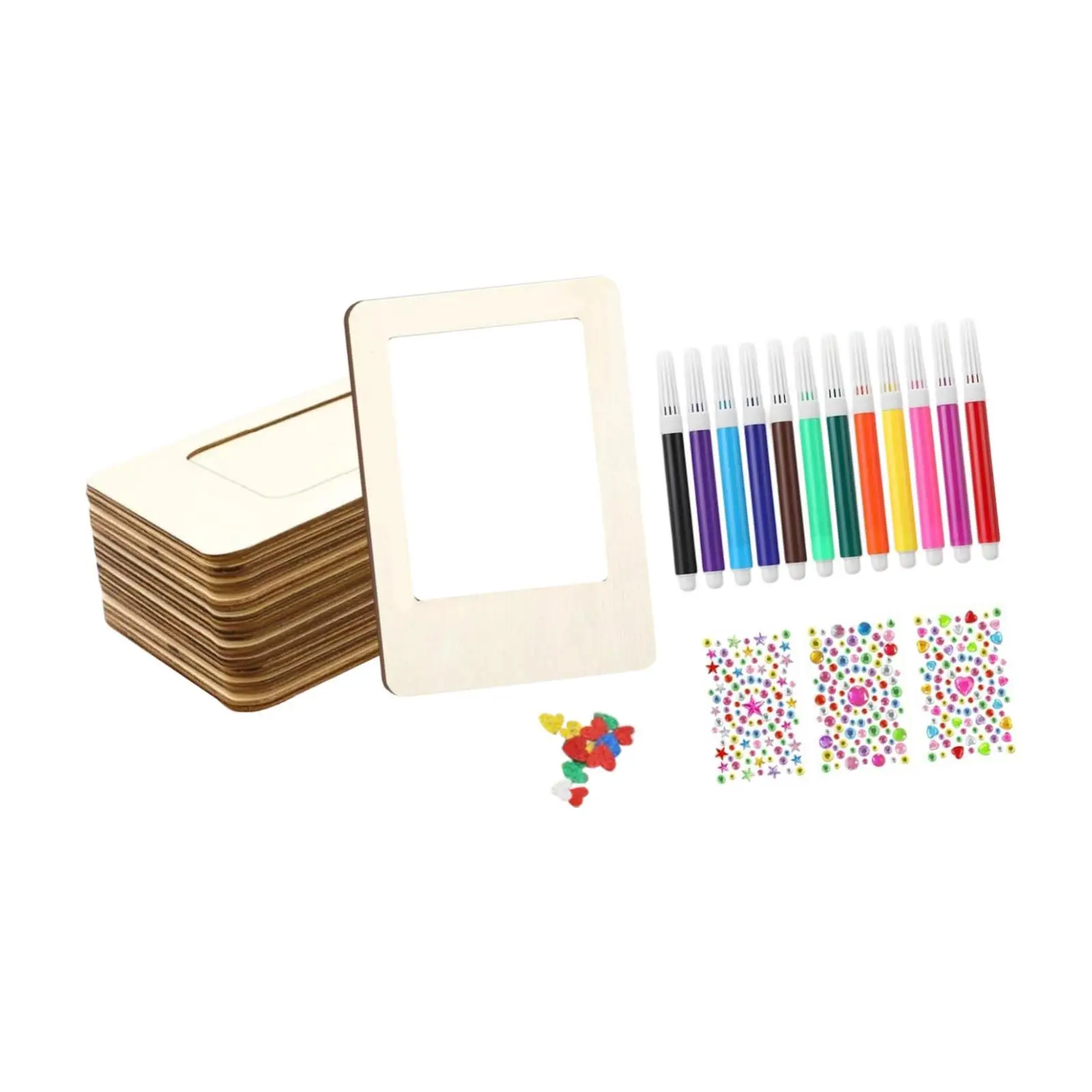 12Pcs Wooden Picture Frames for Crafts Accessories Creative Handmade Home Decoration DIY Crafts for Mother's Day Father's Day