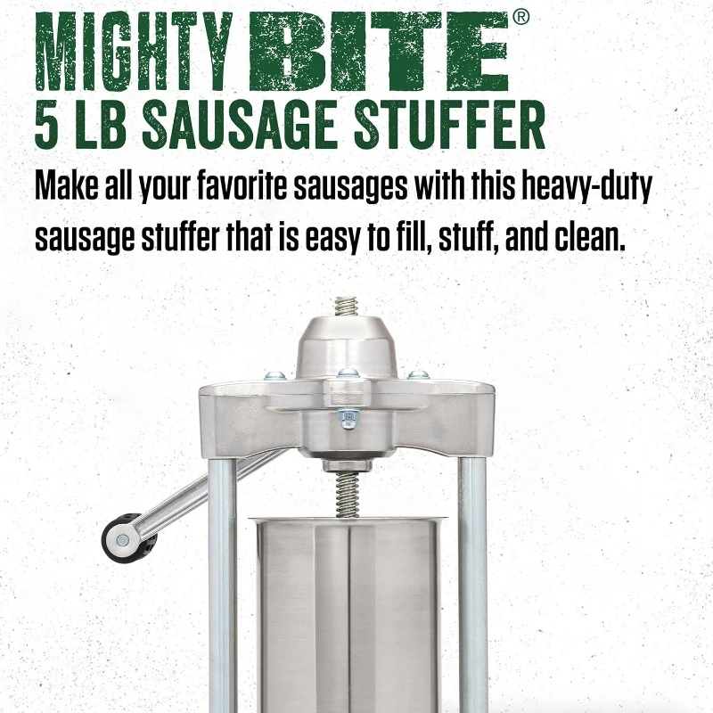 Products Mighty Bite Vertical Stainless Steel 5 Pound Capacity Sausage Stuffer Plastic Stuffing Tubes Easy Filling and Cleaning