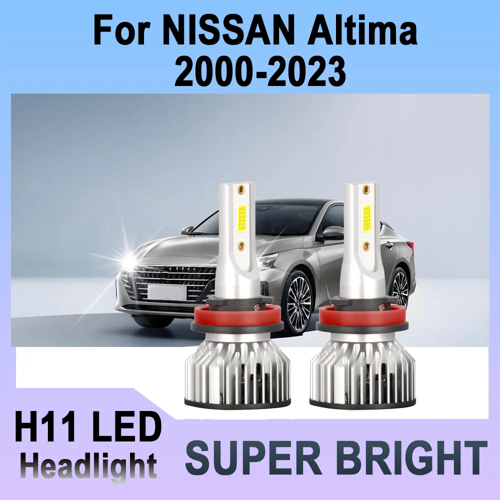 

2X H11 H8 H9 Светодиодные фары ближнего света 90 Вт 20000LM Мощные фары 12 В 6000 К Белый Plug And Play для NISSAN Altima 2000-2023