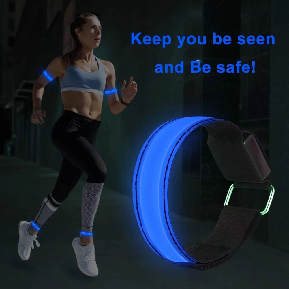 

2pcs Rechargeable Glowing Armband Night Running Gear Adjustable Luminous Arm Band for Cycling Outdoor Activities LED Sports