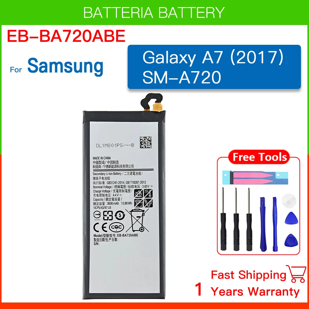 

Brand EB-BA720ABE 3600mAh Battery For Samsung Galaxy A7 2017 version A720 SM-A720 A720F SM-A720S A720F/DS Batteria+Free Tools