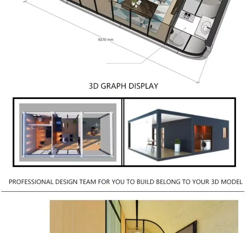 40ft 20ft Glass Wall Luxury Container House Prefed Villa Portable Home House with Bedroom and Bathroom