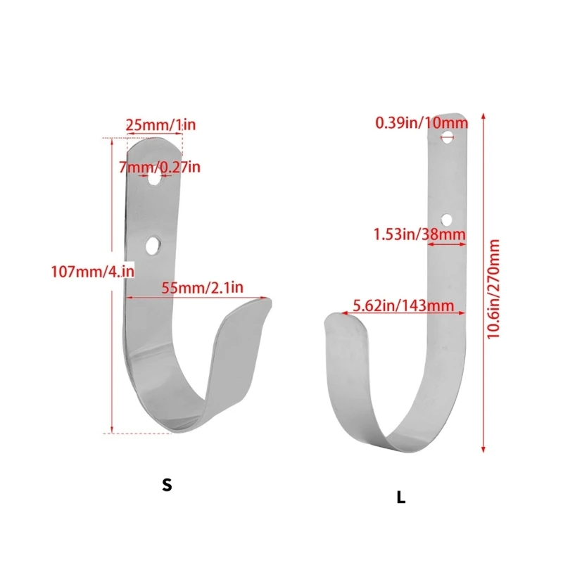Stainless Steel Hooks Wall Mounted J-Shaped Hooks For Hanging Coat Clothes