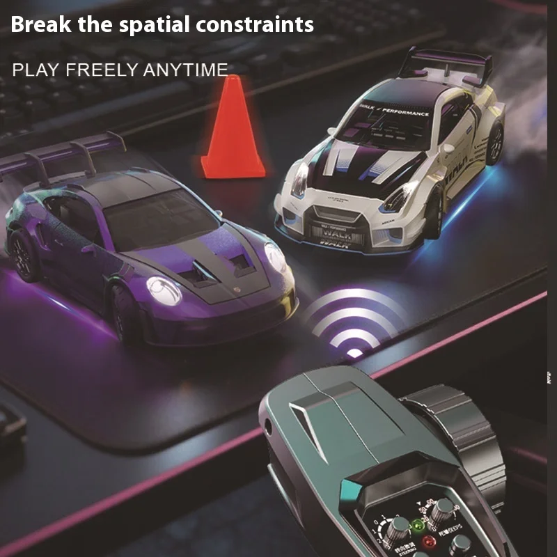 New 1:43 D43 Full-Size Remote Control Drift Car Gyroscope Alloy Flat Four-Wheel Drive Model Car Luminous Remote Control Toy