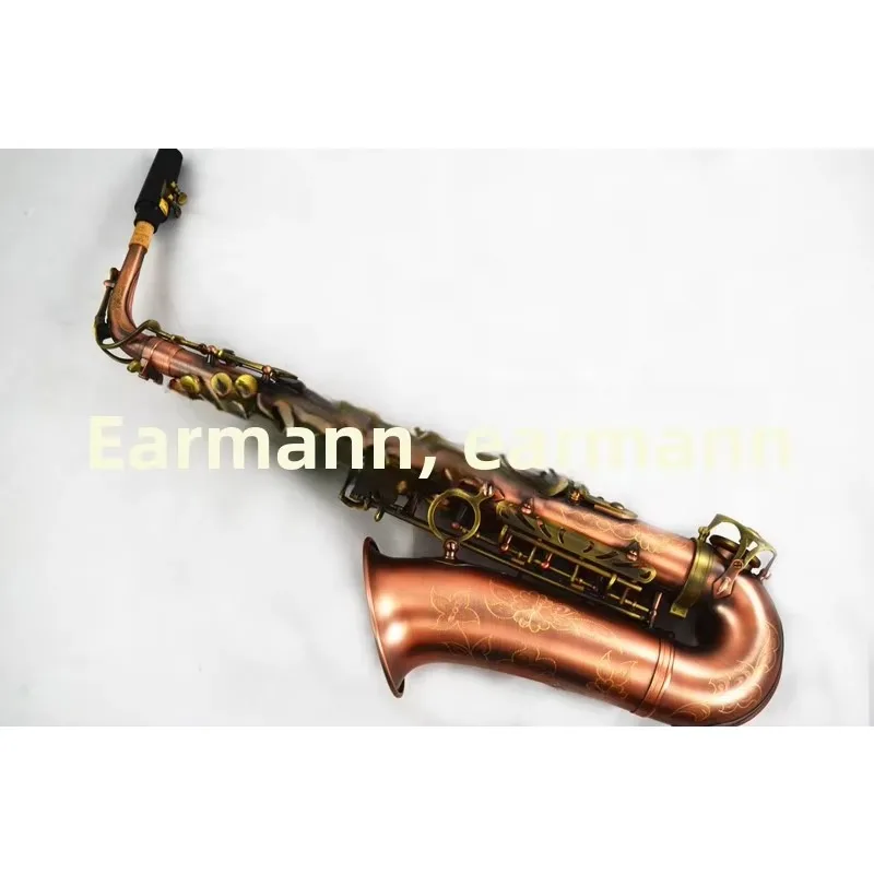 Ehrman Brass Midrange Drop E Red Ancient Body Green Key Saxophone Antique Copper Finish High-end Leather Bag Factory Outlet