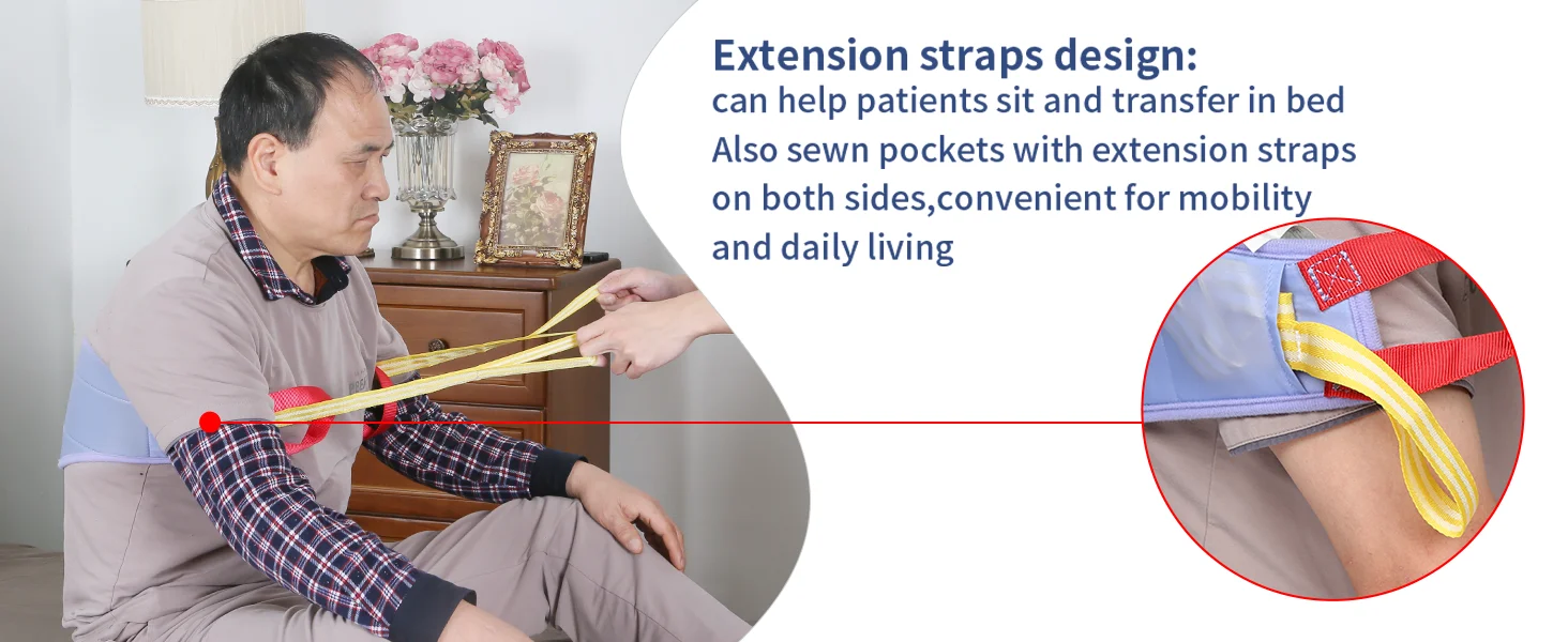 Ehucon Manual Transfer Sling Easy Lifting Belt für ältere Menschen, behinderte Menschen mit Griffen, bewegt sich vom Bett, Rollstuhl-Umzugspflegeprodukte – Detail 6
