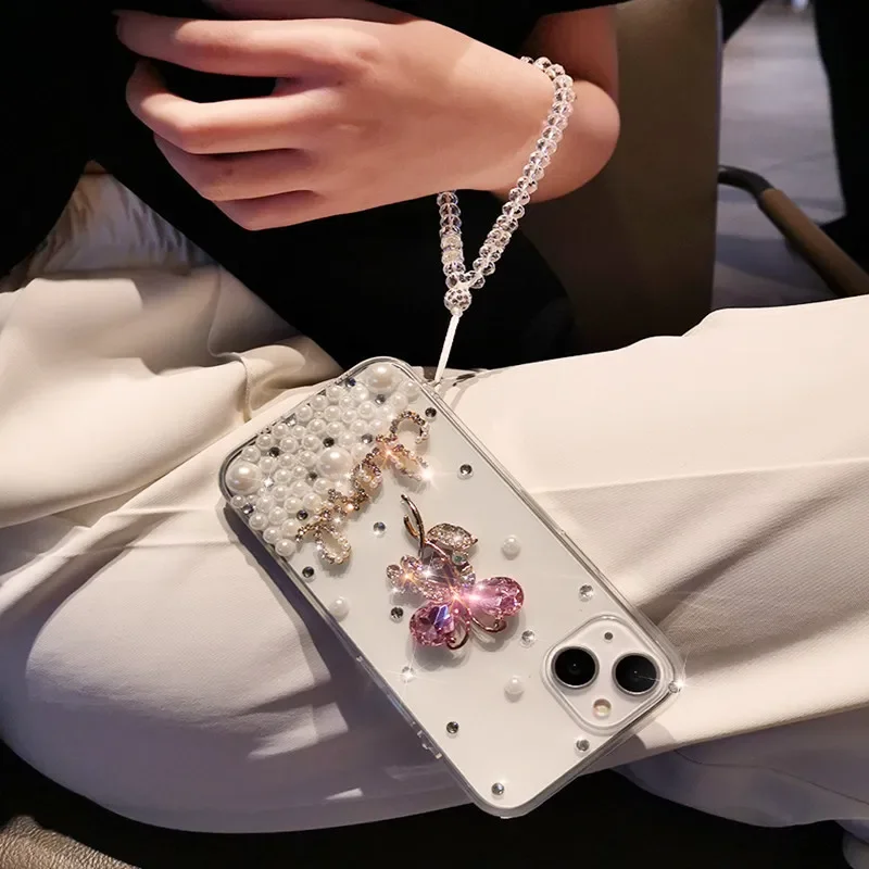 Pearl Jewelled Rhinestone Crystal Diamond Soft Back Phone Case Cover For Samsung Galaxy S26 S24 S25 Plus S21 FE S22 23Ultra